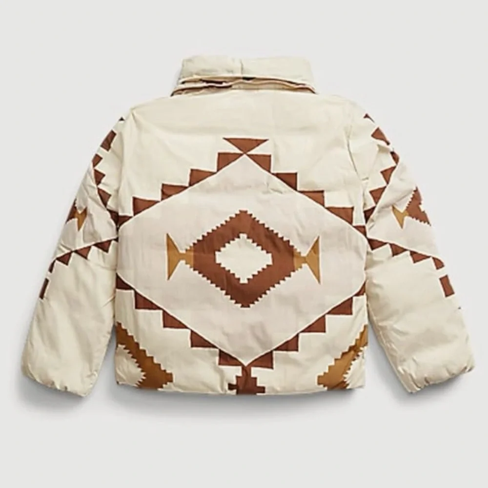 Polo Ralph Lauren Girls Water-Repellent Down Quarter-Zip Southwestern Jacket -6X